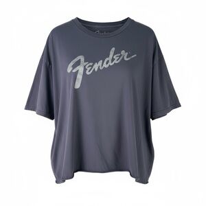 Fender 2X Gray Oversized Graphic Tee Vintage Style‎ Rock Band Logo T-Shirt